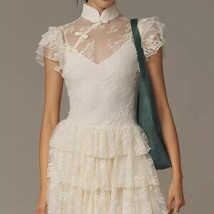 SAU LEE SOLD-OUT Oriental Qipao Lace Ruffle Dress (Original Price: $550)